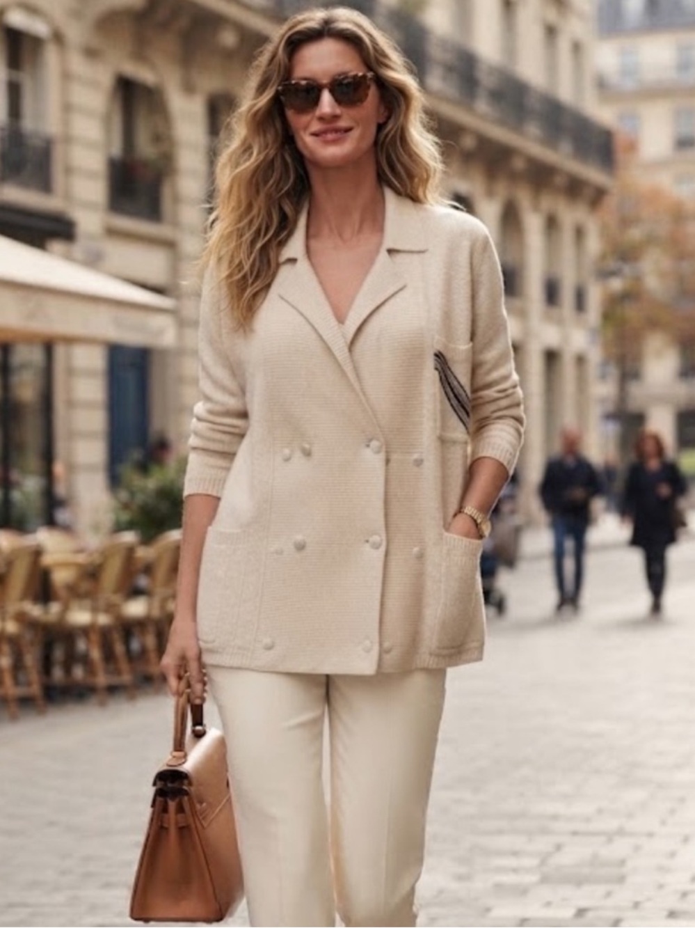 Vintage Adrienne Vittadini Double-Breasted Silk & Linen Cardigan